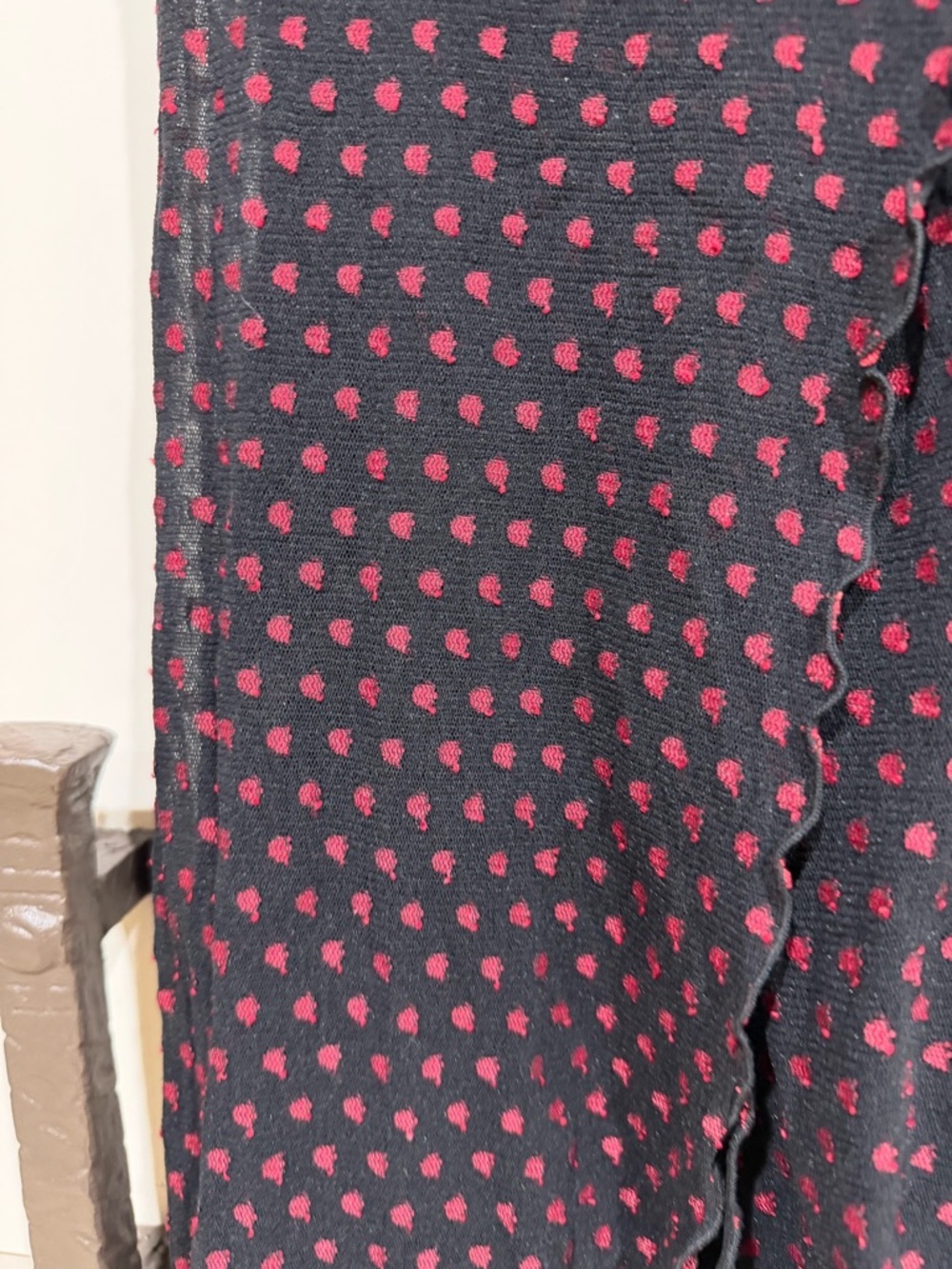 VTG 90s/Y2K Betsey Johnson Black Red Polka Dot Sheer Mesh Wrap Dress (107) - Picture 5 of 9